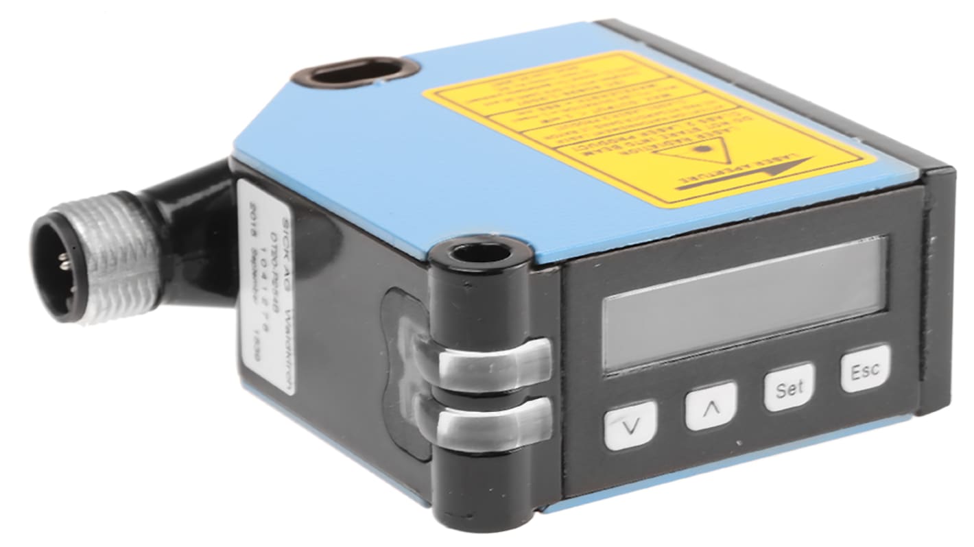 Sensore di distanza Sick DT20-P254B, rettangolare, rilevamento 50-150 mm, uscita PNP, montaggio a pannello, IP65.