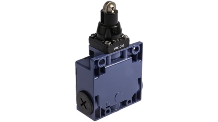 Interruttore di fine corsa a rotella Telemecanique Sensors XCKM102H29, configurazione NO/NC, grado di protezione IP66.