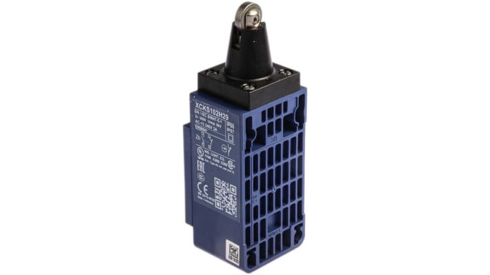 Interruttore di fine corsa Telemecanique Sensors XCKS102H29, stantuffo NO/NC, IP65, 240V, 3A, dimensioni 72.5mm x 40mm x 36mm.