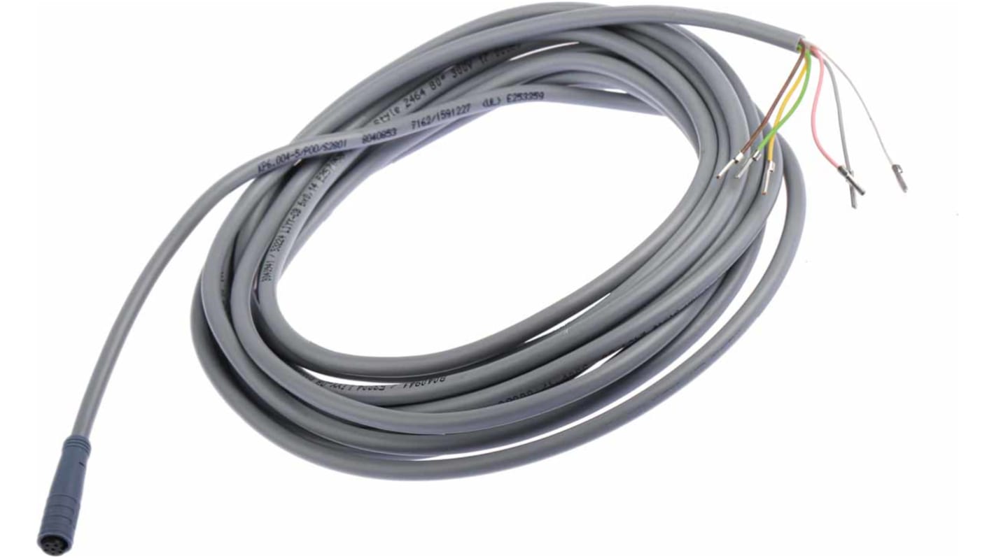 Cavo di collegamento Schmersal per interruttore di sicurezza BNS 260, 5 m, connettore M8 a 6 pin, grado di protezione IP67.