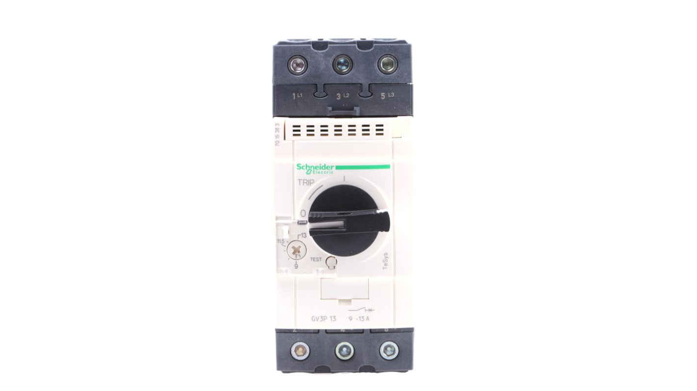 Interruttore termico 3 poli Schneider Electric GV3P13, 13A, 690V, montaggio su guida DIN, meccanismo magnetotermico.