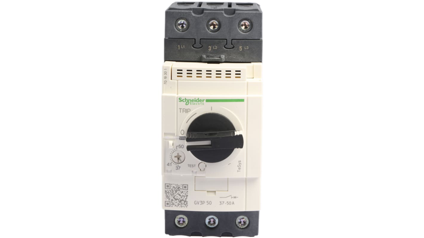 Interruttore termico Schneider Electric GV3P50, 3 poli, 50A, 690V. Protezione motori da sovraccarichi e cortocircuiti. Facile installazione e prestazioni elevate.