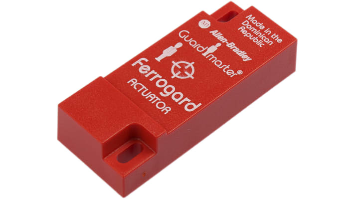 Interruttore di sicurezza magnetico Allen Bradley 440N-G02002, 250V, contatti NC, grado di protezione IP67, dimensioni 76 x 30 x 15 mm.