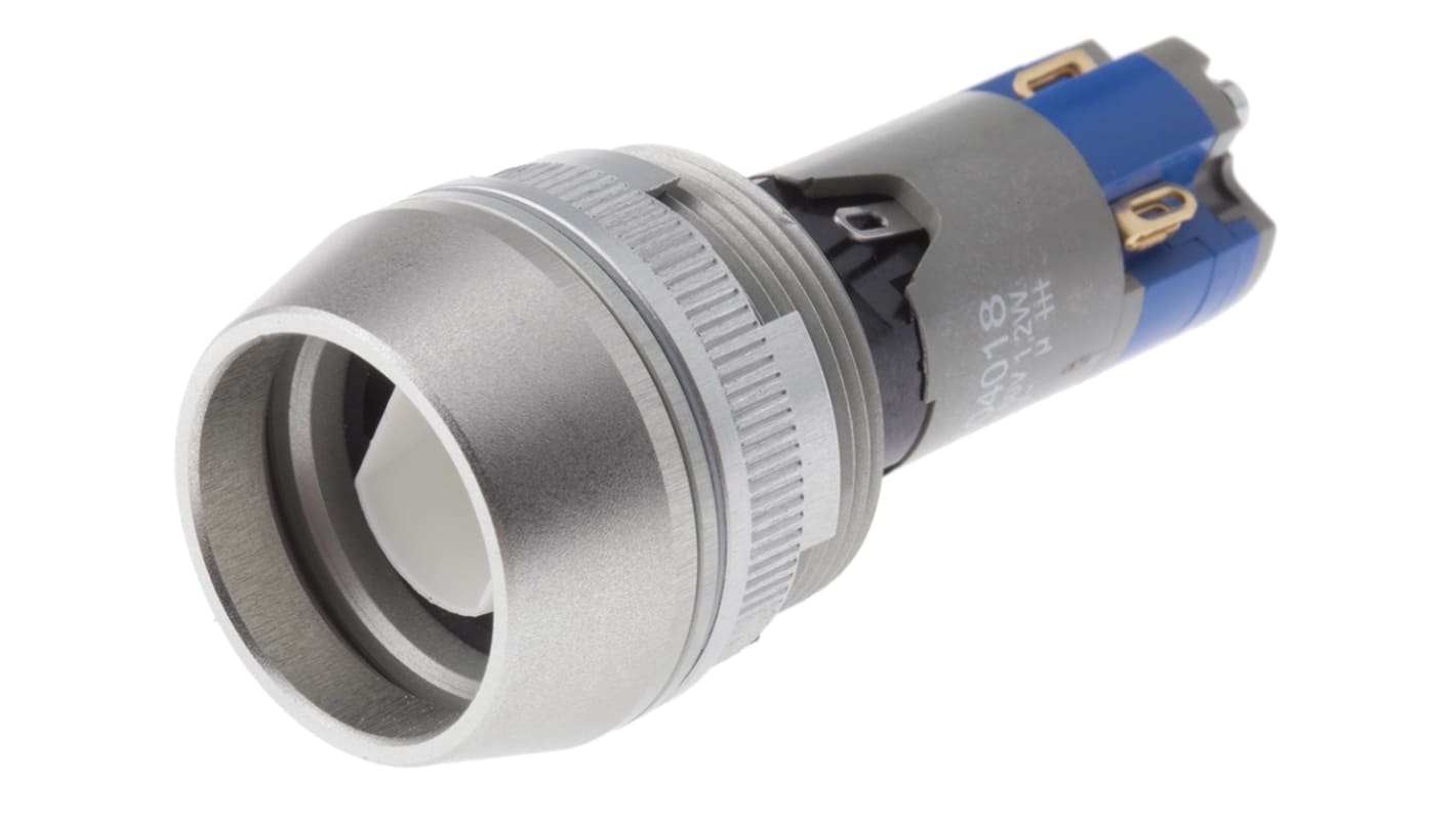 Interruttore a pulsante luminoso momentaneo SPDT Saia-Burgess 404118-601, montaggio a pannello, IP65, dimensioni 44 mm di profondità.