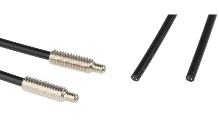Sensore a fibra ottica Omron E32TC200, alimentazione 12-24 V c.c., grado di protezione IP67, rilevamento fino a 1000 mm.