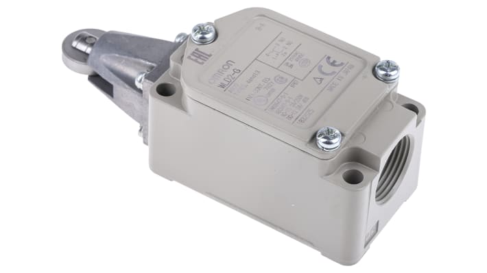 Interruttore di fine corsa Omron WLD2-G, leva a rullo SPDT, IP67, 600V CA, montaggio laterale, durata 15 milioni di cicli.