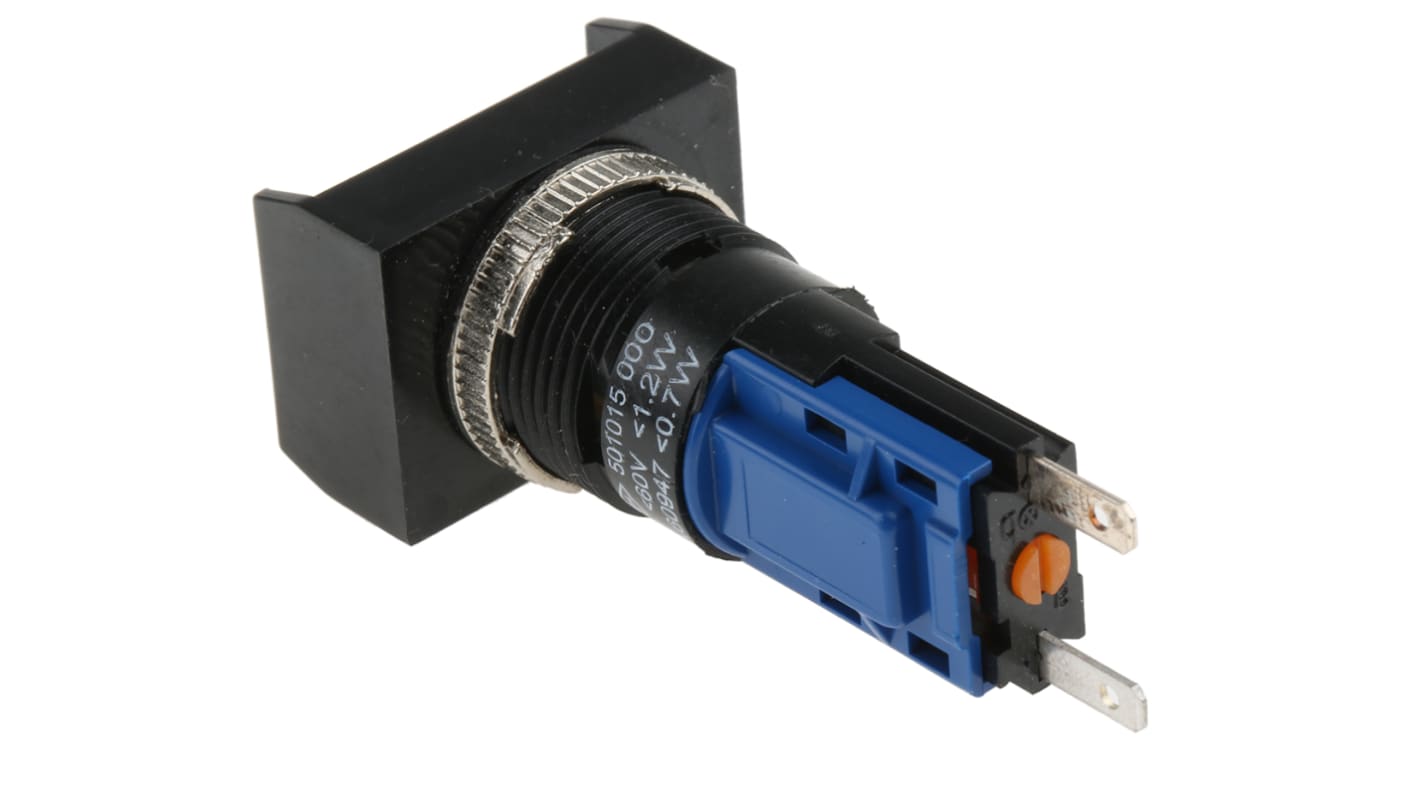 Interruttore a pulsante momentaneo Saia-Burgess 501015-600, SPDT, montaggio a pannello, diametro 16 mm, colore nero, protezione IP67.