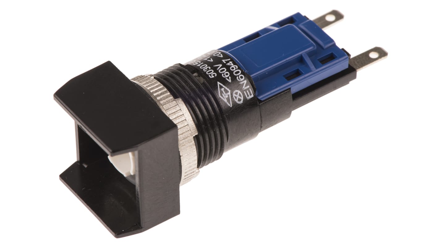Interruttore a pulsante momentaneo SPDT Saia-Burgess 503015-601, montaggio a pannello, IP67, diametro foratura 16 mm, tensione 250 V.
