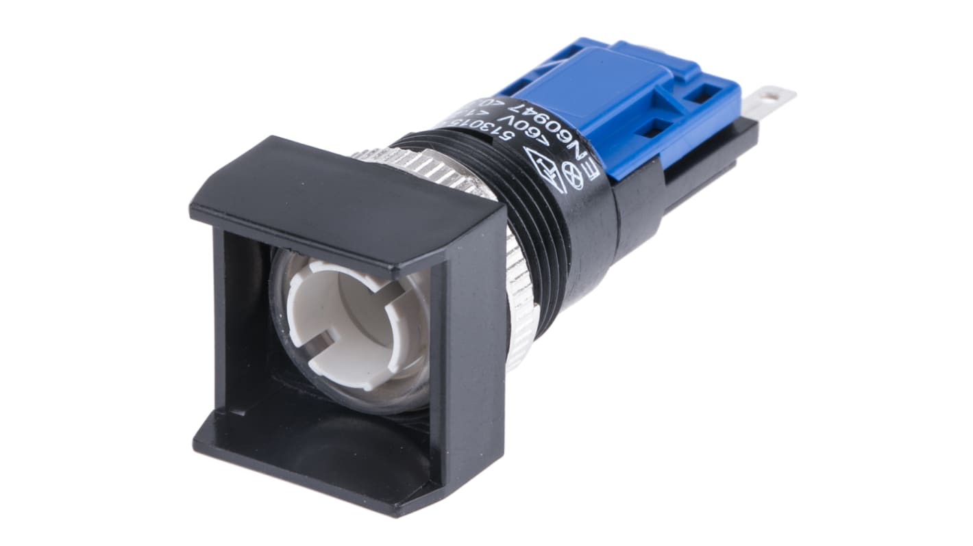 Interruttore a pulsante Saia-Burgess 513015-601, SPDT, montaggio a pannello, diametro 16 mm, protezione IP67, illuminato.