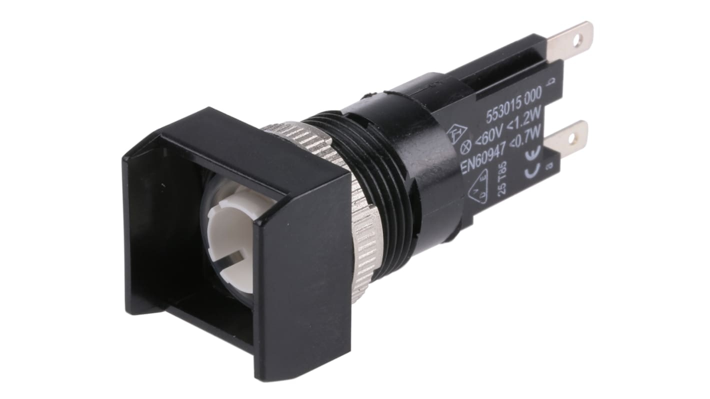 Interruttore a pulsante Saia-Burgess SPDT IP67, montaggio a pannello, diametro foratura 16 mm, attivazione a scatto, illuminato.