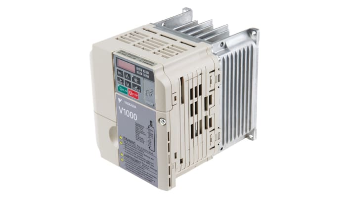 Inverter monofase Omron VZAB0P7BAA, potenza 1,1 kW, dimensioni 128x108x137,5 mm, grado di protezione IP20.