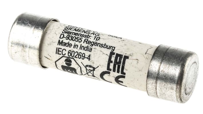 Fusibile a cartuccia Siemens 3NC1450, 50A, Ø 14 x 51mm, per protezione di semiconduttori, conforme a IEC 60269-4.