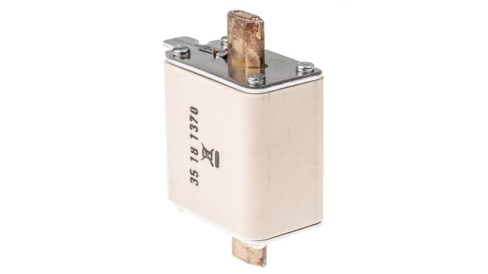 Fusibile NH00 a linguette centrate Siemens 3NE8020-1, 80A, 690V, dimensioni 79mm x 48mm x 30mm, progettato per la protezione di semiconduttori.