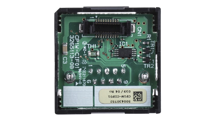 Modulo di espansione Omron CP1W-CIF01 per PLC serie CP1E, con connettività Ethernet e I/O ad alta velocità. Dimensioni 35,9 x 13,5 x 37,3 mm.