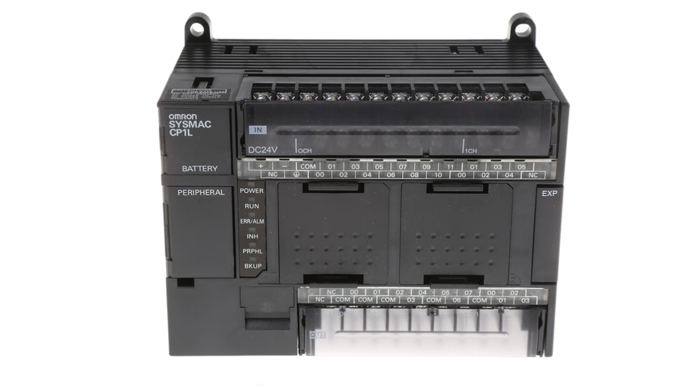Omron CP1L-M30DR-D, CPU PLC compatta con 18 ingressi, 12 uscite relè, montaggio su guida DIN, dimensioni 130 x 110 x 85 mm.