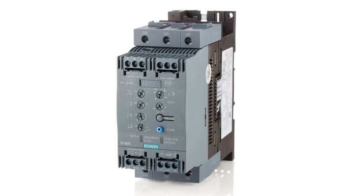 Avviatore soft-start Siemens 3RW4047-1BB14, 55 kW, 3 fasi, montaggio a pannello, IP00, 106 A, 188x70x170 mm, certificato ATEX.