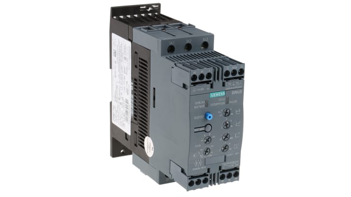 Avviatore soft-start Siemens 3RW4036-1BB14, 22 kW, 45 A, montaggio a pannello, dimensioni 170x55x170 mm, IP20, certificato ATEX.