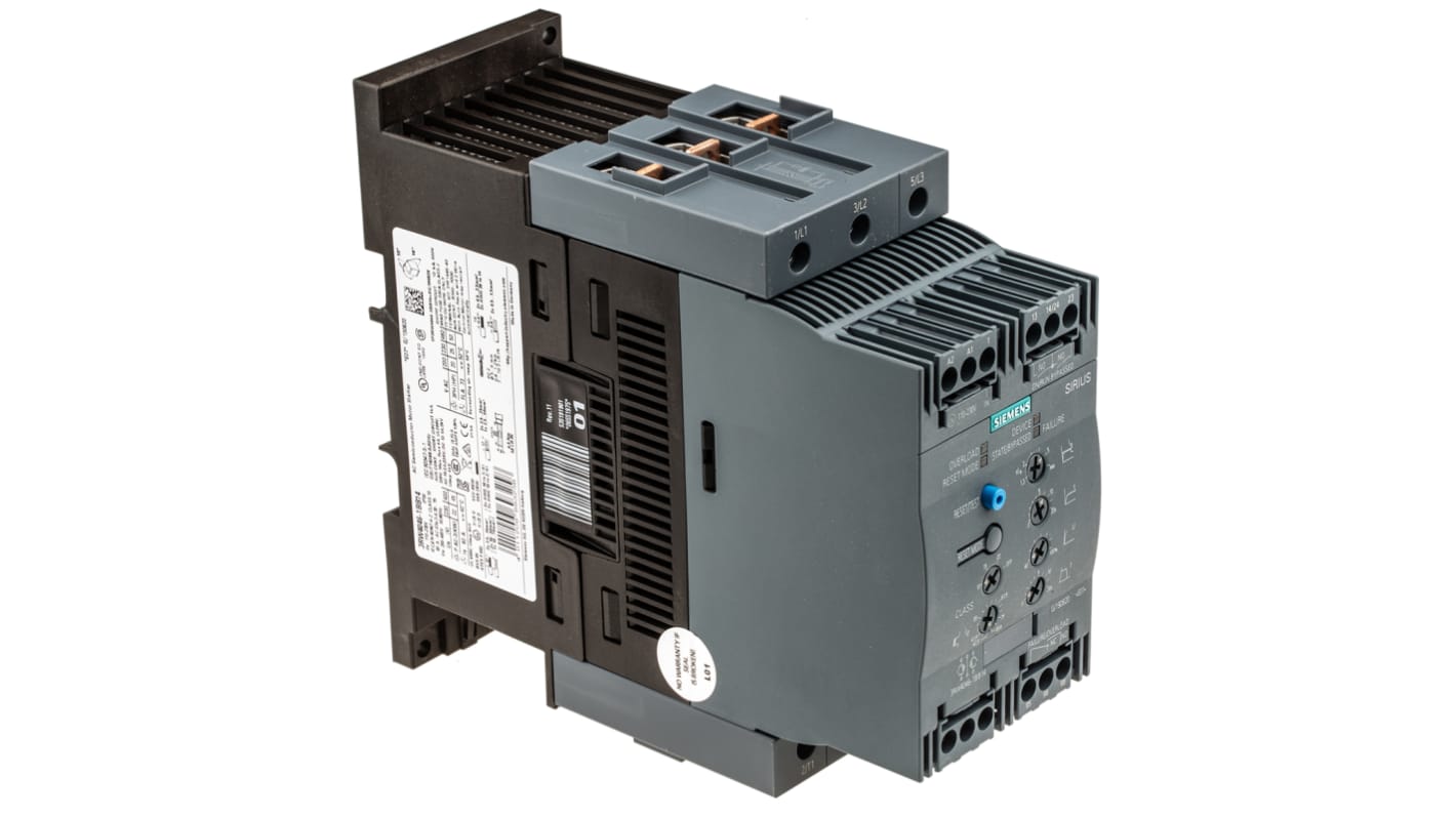 Avviatore soft-start Siemens 3RW4046-1BB14, 3 fasi, 45 kW, 80 A, IP00, dimensioni 188x70x170 mm, monitoraggio intelligente.