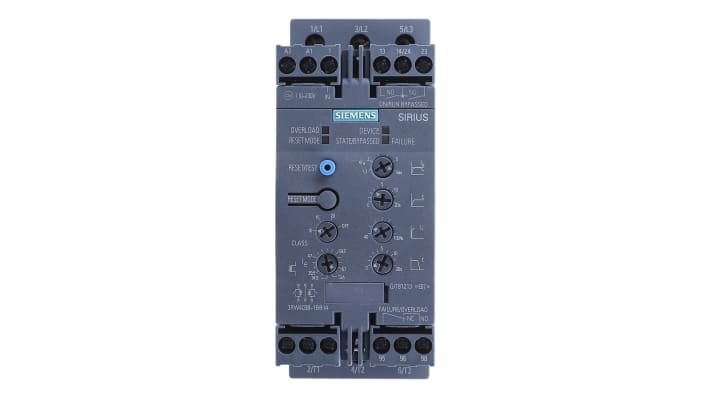 Avviatore soft-start Siemens 3RW4038-1BB14, 3 fasi, 37 kW, 72 A, IP20, display LED, funzione di bypass integrata.