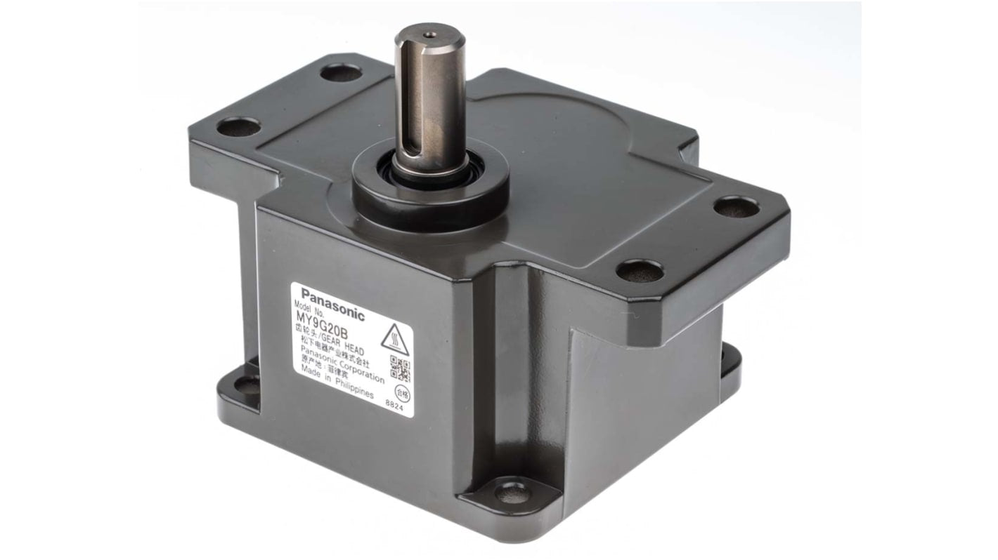 Riduttore a ingranaggi Panasonic MY9G20B, rapporto 20:1, coppia 9,02 Nm, montaggio a flangia, dimensioni 90x90x43 mm.