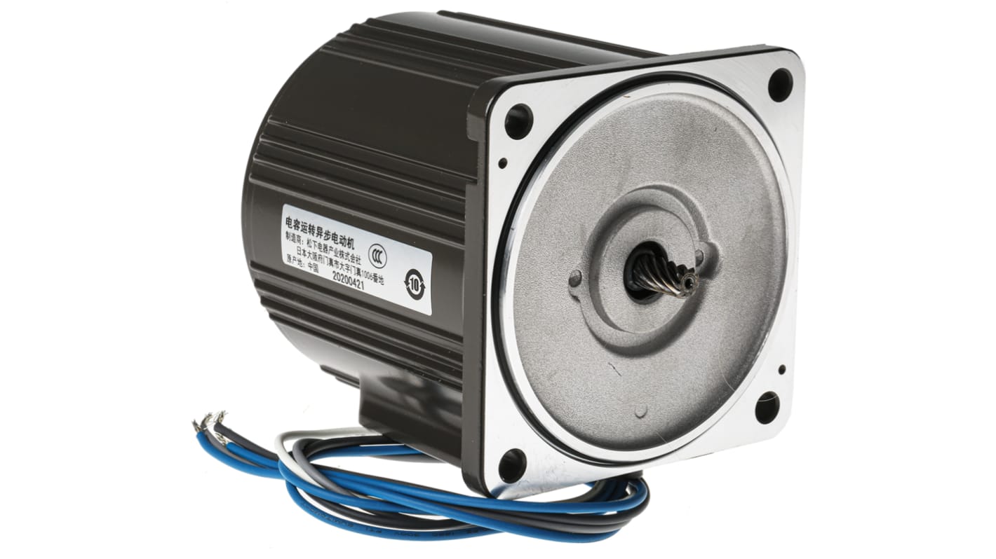 Motore c.a. monofase asincrono Panasonic M81X25G4GGA, potenza 25 W, dimensioni 85 x 80 x 80 mm, funzionamento silenzioso.