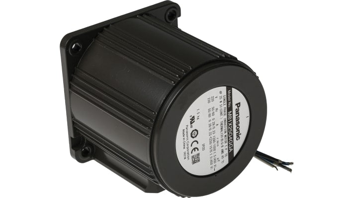Motore c.a. monofase asincrono Panasonic M81X25G4GGA, potenza 25 W, dimensioni 85 x 80 x 80 mm, funzionamento silenzioso.