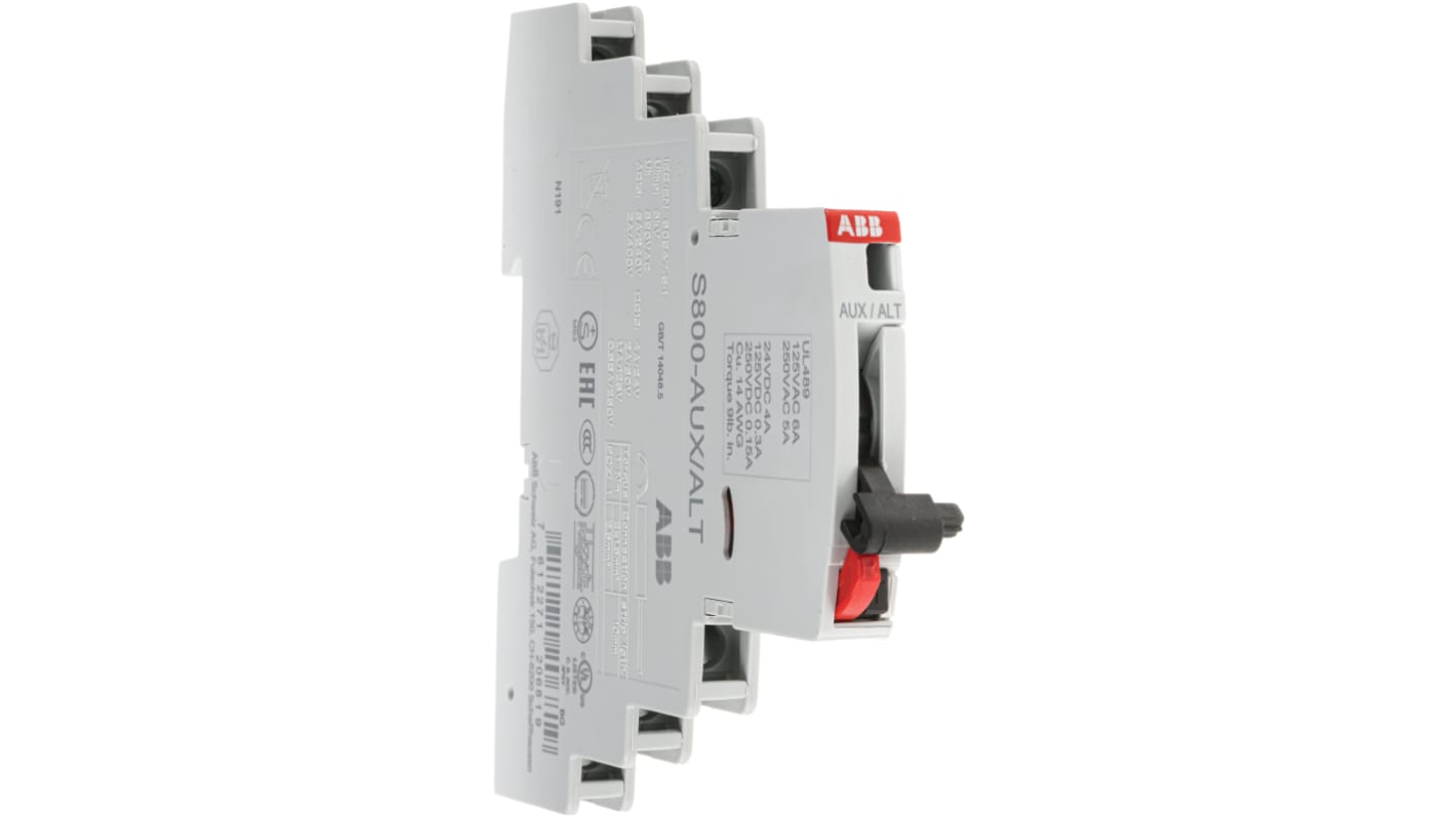 ABB 2CCS800900R0021, modulo contatti ausiliari S800, 2NC + 2NO, montaggio laterale sinistro, corrente 4 A c.c., 250 V c.c.