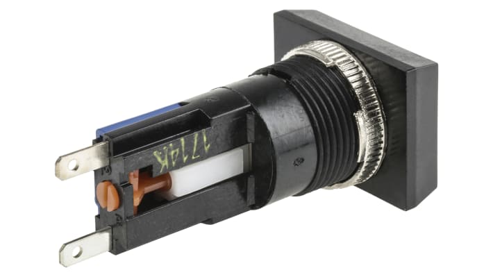 Interruttore a pulsante luminoso Saia-Burgess 511000-601, SPDT, montaggio a pannello, diametro foratura 16mm, colore argento.