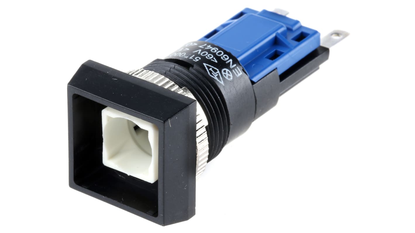 Interruttore a pulsante Saia-Burgess 513000-601, SPDT luminoso, montaggio a pannello, diametro foratura 16mm, IP40.