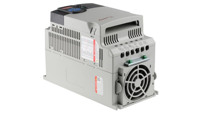 Inverter trifase Allen Bradley 22F-D013N114, potenza 5,5 kW, montaggio a pannello, dimensioni 260x130x180 mm, grado di protezione IP20.
