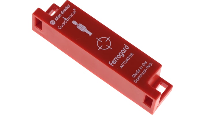 Interruttore di sicurezza magnetico Allen Bradley Guardmaster 440N-G02045, 110V, IP67, dimensioni 84x19x16 mm, attuatore incluso.