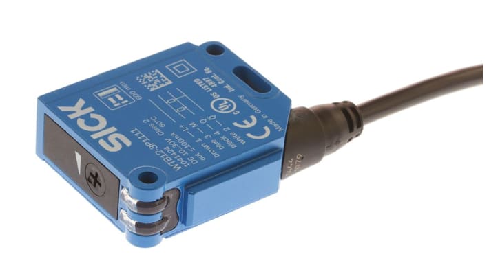 Sensore fotoelettrico Sick WTB12-3P1111, uscita PNP, custodia metallica, grado di protezione IP66/IP67/IP69, montaggio flessibile.