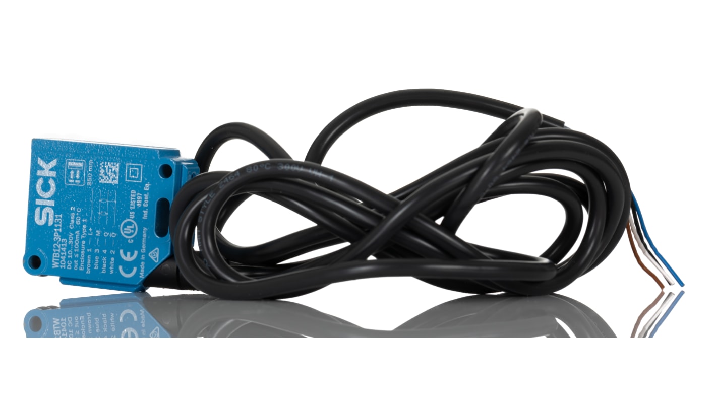 Sensore fotoelettrico rettangolare Sick WTB12-3P1131, rilevamento 20-350 mm, montaggio a pannello, IP69K, tecnologia LED.