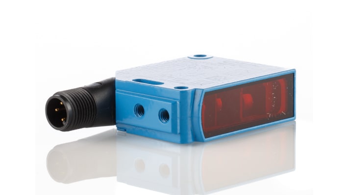 Sensore fotoelettrico PNP Sick WTB12-3P2411 con custodia metallica, grado di protezione IP66/IP67/IP69, tempo di risposta 330 µs.