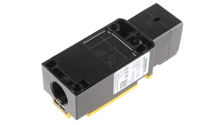 Interruttore di interblocco di sicurezza a chiave Siemens 3SE5112-1QV10, 2NC/1NA, grado di protezione IP66/IP67, dimensioni 110x40.5x37.3mm.