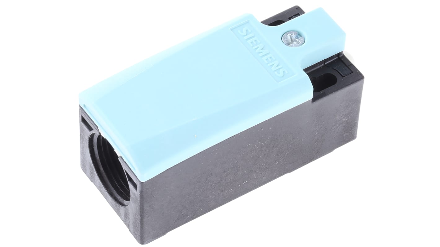 Interruttore di interblocco Siemens 3SE5232-0CC05, attuatore a pistone 1NO/1NC, grado di protezione IP65, dimensioni 75.7mm x 31mm x 33mm.