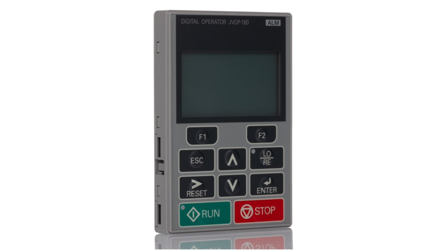 Interfaccia remota Omron JVOP-180 per serie J1000, design compatto, facile installazione e configurazione, migliora la comunicazione.