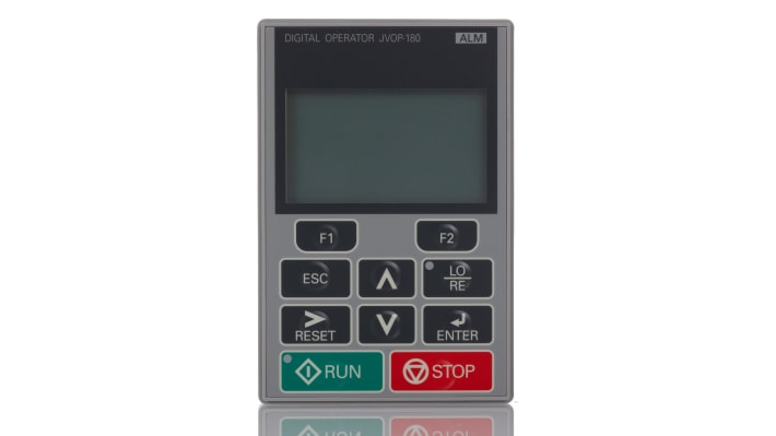 Interfaccia remota Omron JVOP-180 per serie J1000, design compatto, facile installazione e configurazione, migliora la comunicazione.