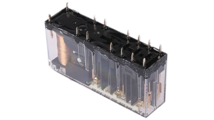 Relè a forza guidata Omron G7SA-4A2B, 4PST DPST, 24V cc, montaggio su PCB, dimensioni 50mm x 24mm x 13mm.