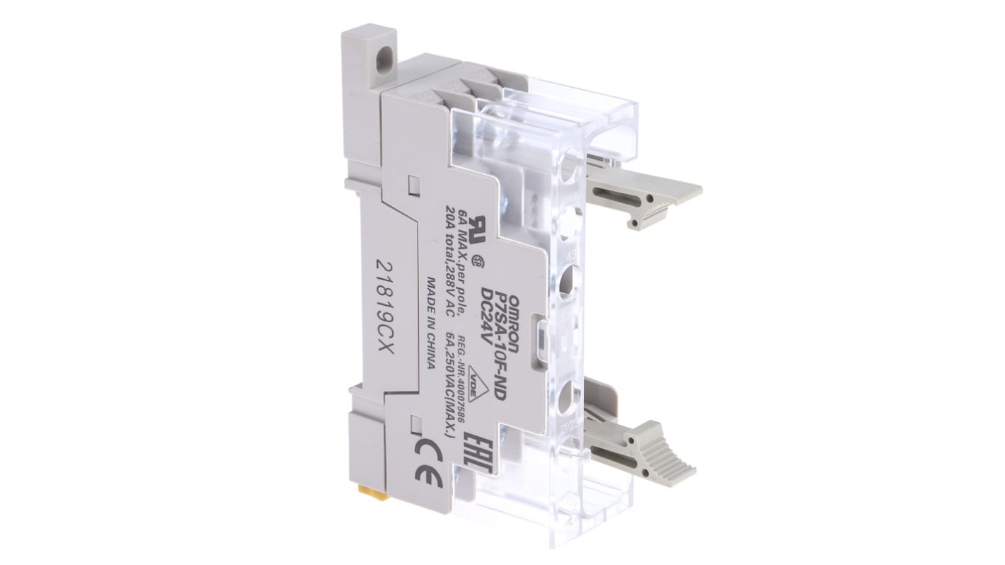 Connettore femmina OMRON P7SA-10F-ND DC24 per relè Serie G7SA, 4 poli, 10A - Montaggio su guida DIN e LED indicatore.