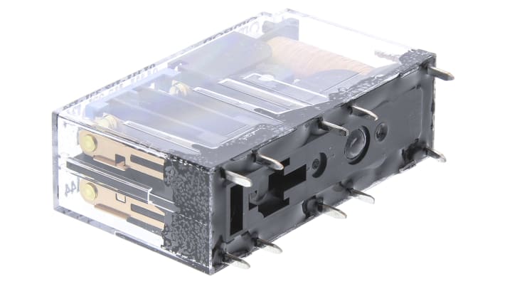 Relè a contatti guidati Omron G7S, 24V cc, 4 poli, montaggio su circuito stampato, dimensioni 40mm x 24mm x 13mm.