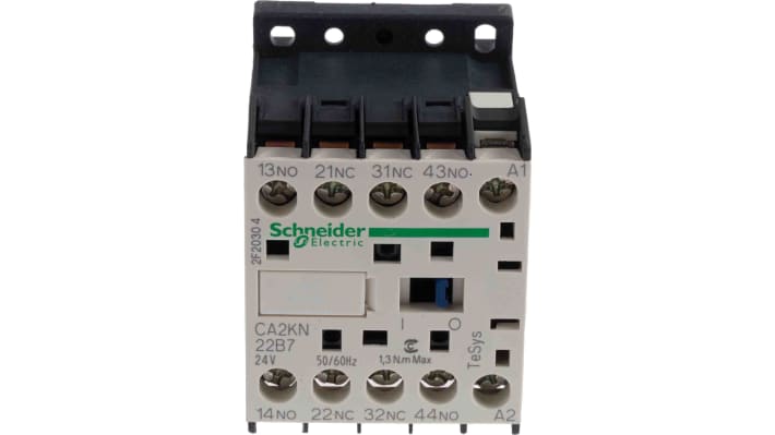 Contattore Schneider Electric CA2KN22B7, 10A, Serie TeSys K, 2NO + 2NC, per automazione industriale. Compatibile con tensioni fino a 690V CA.