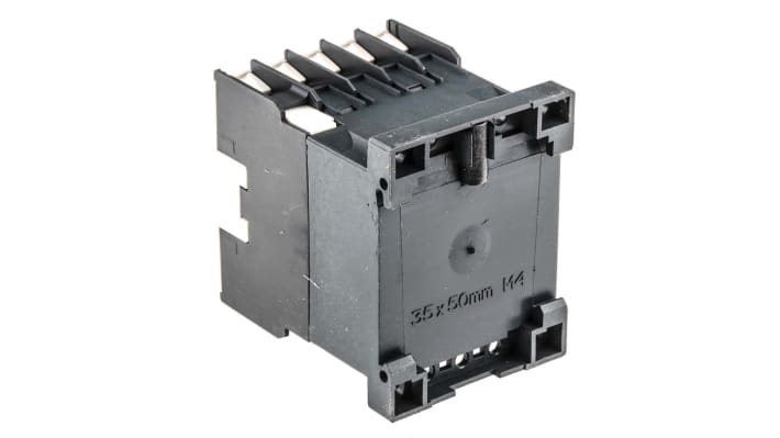 Contattore Schneider Electric CA4KN22BW3, 4 poli, 2 NO + 2 NC, 10 A, 690 V c.a., montaggio su piastra, dimensioni 58x45x57 mm.