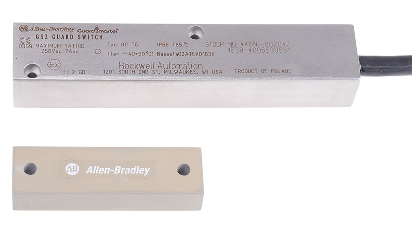 Interruttore di sicurezza Allen Bradley Guardmaster 440N-H02047, senza contatto, custodia in acciaio inox, protezione IP68, montaggio M3.
