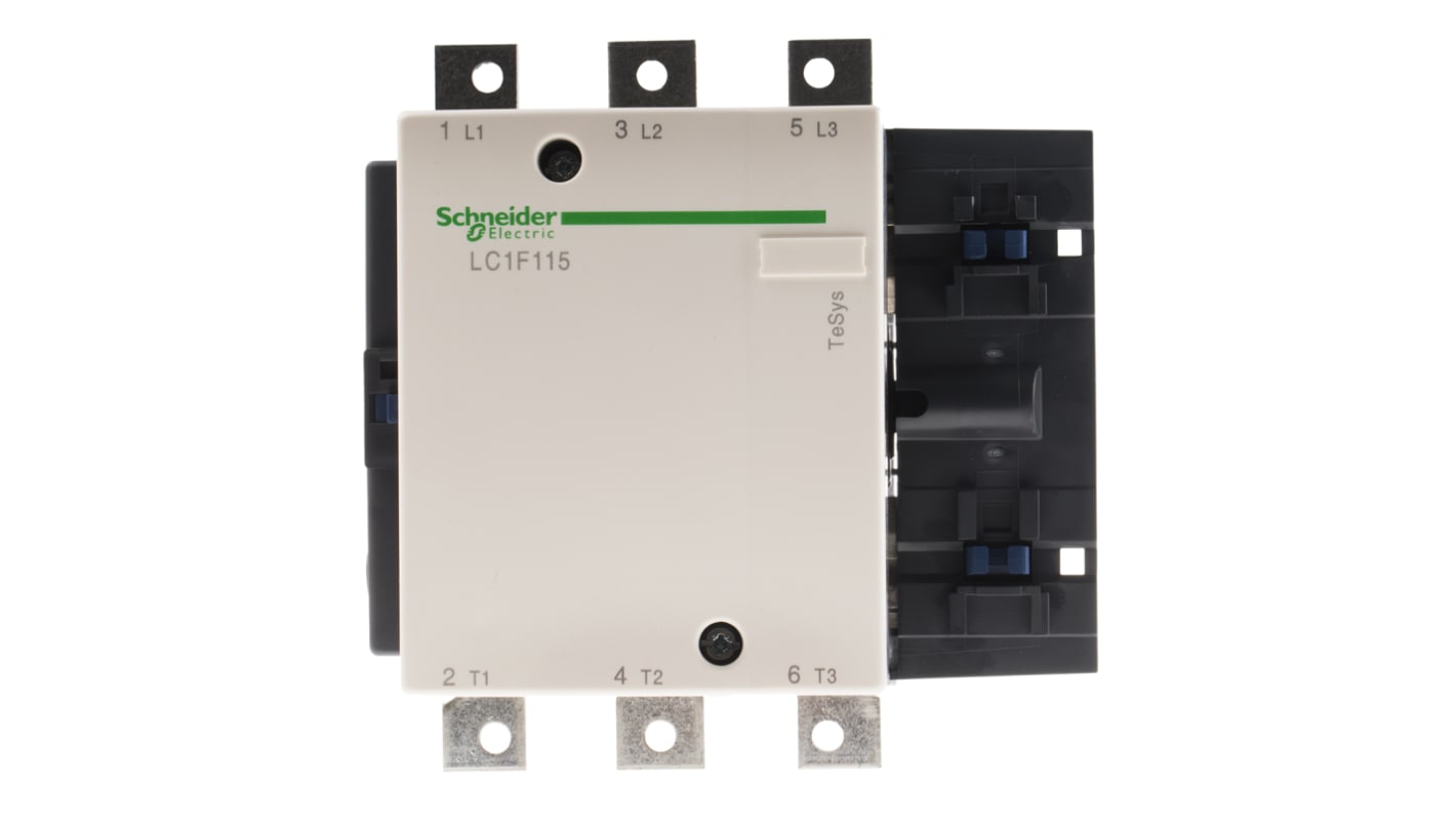 Contattore Schneider Electric LC1F115, 3 poli, 115 A, 55 kW, terminale a vite, dimensioni 163.5 x 162 x 171 mm.