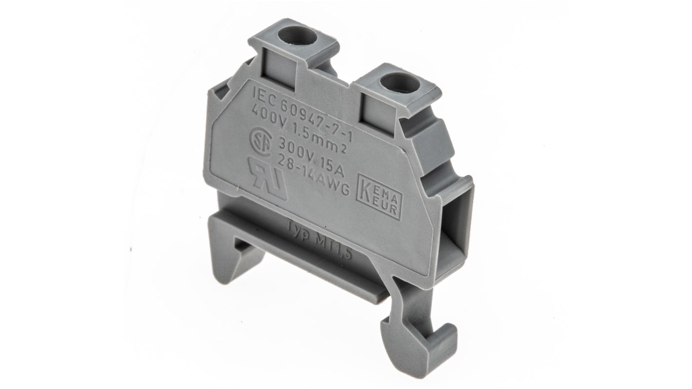 Morsettiera per guida DIN Phoenix Contact 3100305: Grigio, 400V 17,5A, compatibile con cavi rigidi e flessibili. Ideale per spazi ristretti e applicazioni industriali.