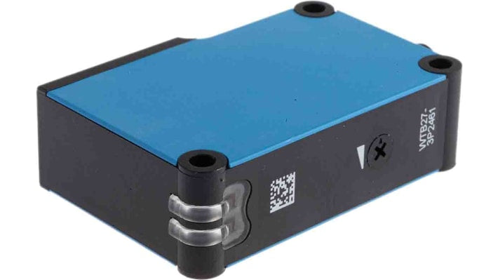 Sensore fotoelettrico rettangolare Sick WTB27-3P2461, rilevamento 30 mm a 2 m, uscita PNP, grado di protezione IP69K.