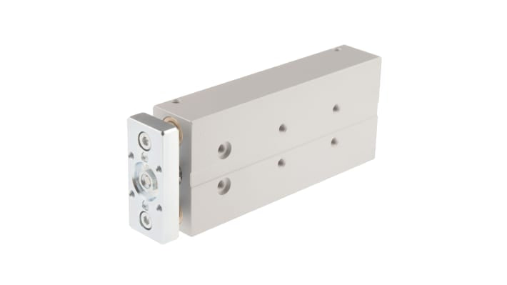 Cilindro pneumatico Festo DFM-12-100-P-A-GF, foro 12 mm, corsa 100 mm, doppio effetto, dimensioni 155 x 60 x 28 mm.