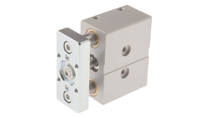 Cilindro pneumatico Festo DFM-12-10-P-A-GF, doppio effetto, corsa 10 mm, dimensioni 59 x 60 x 28 mm, struttura in alluminio.