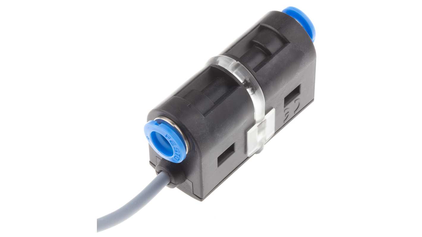 Sensore di pressione Festo SDE5-D10-FP-Q6-P-K, 6 mm Tubing, IP40, 0-10 bar, alimentazione 12-24 V cc, indicatore LED.